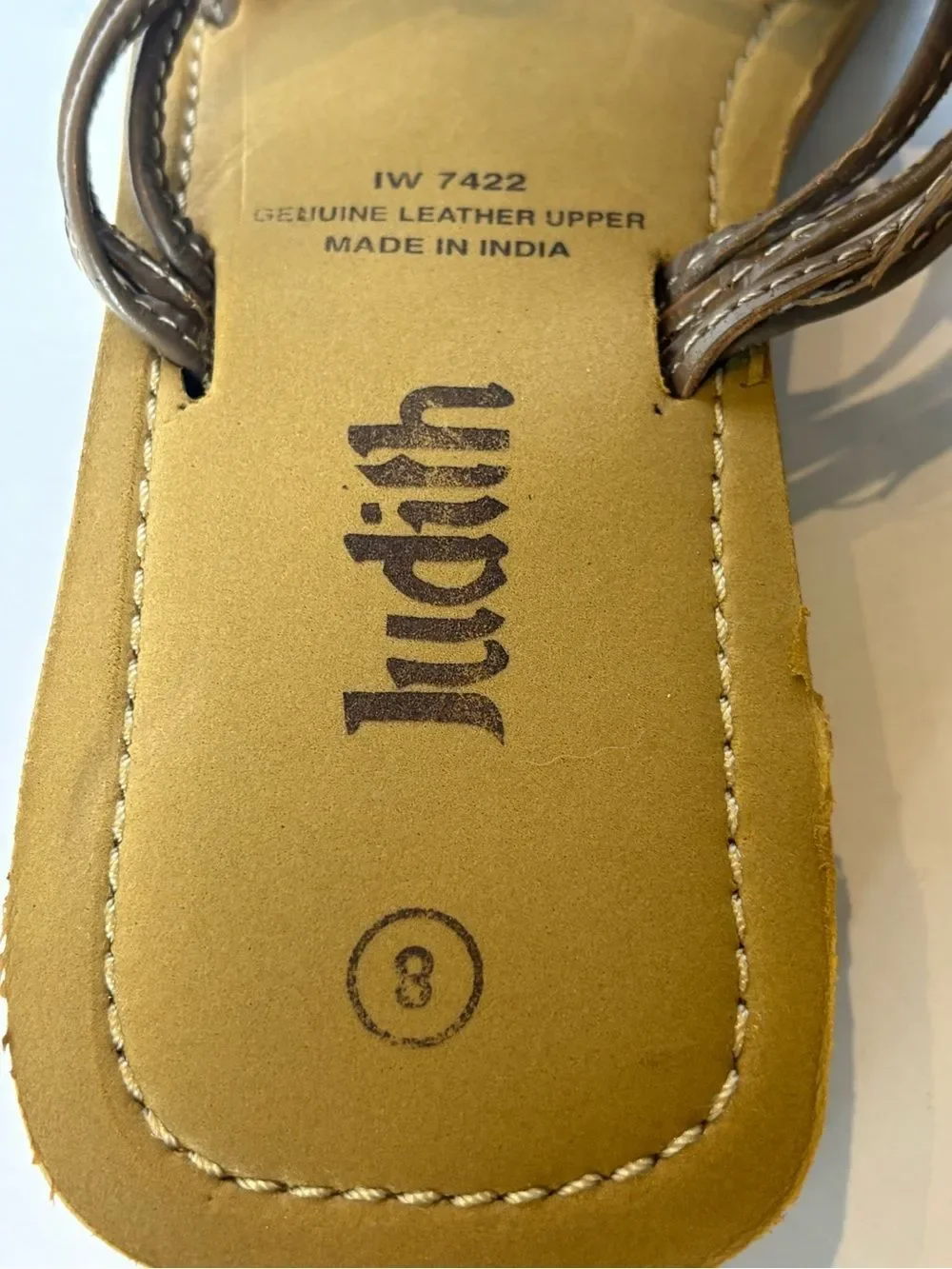 Judith Brown Women's Braided Leather Slide Sandals Bead Accents Size 8